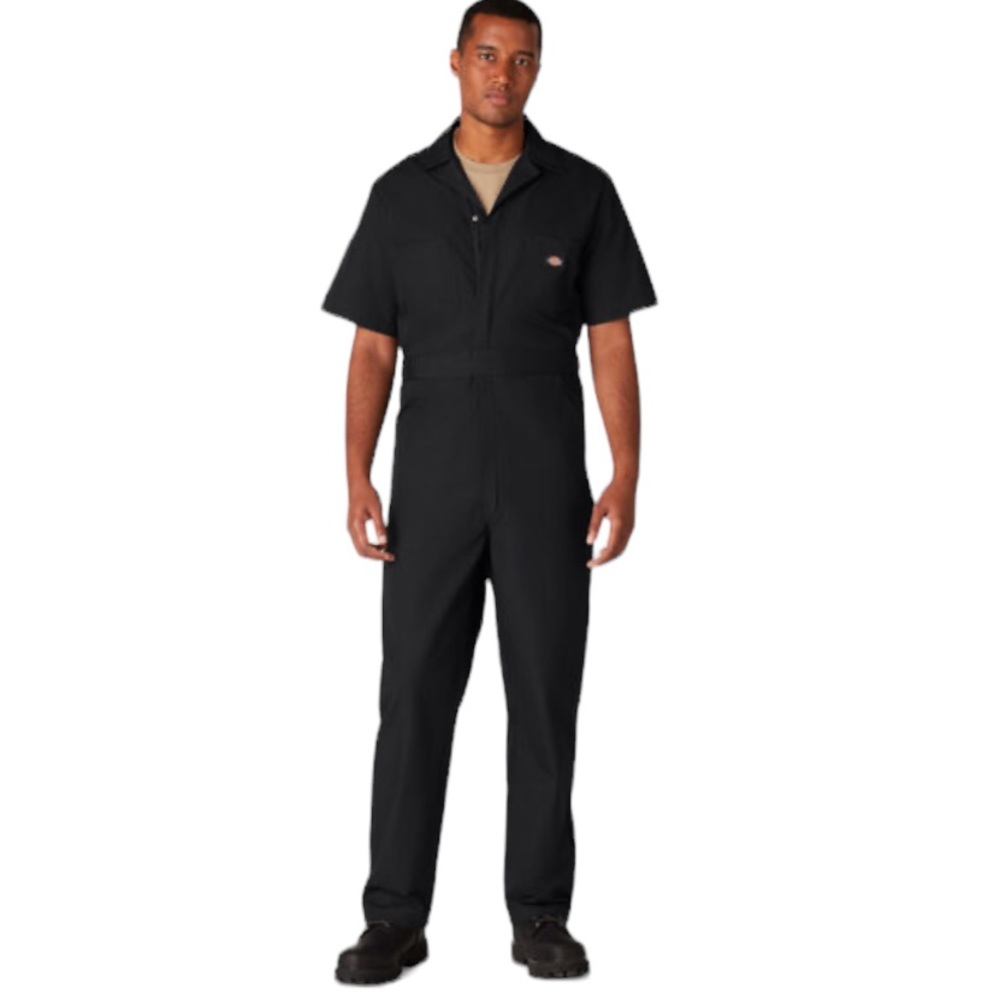 NWT Dickies Mens Short Sleeve Work Coveralls Jumpsuit One Piece Black Size M